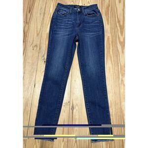 Judy Blue Jeans Womens 3/26 Blue skinny Fit High Rise Stretch Denim Raw Hem